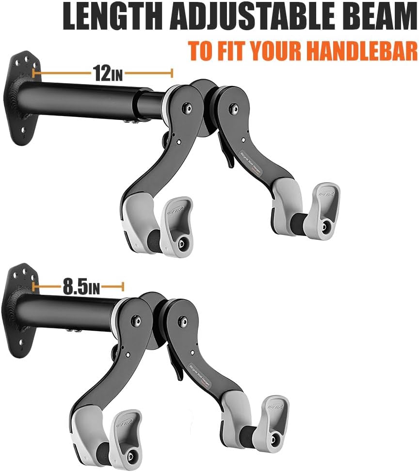 Ibera Bike Wall Mount - Secure Bike Storage up to 18kg with Adjustable Frame Holder & Soft Rubber Cradles - Garage Bike Rack for Road, MTB, Kids, Hybrid Bikes - Easy Installation & Space-Saving Design