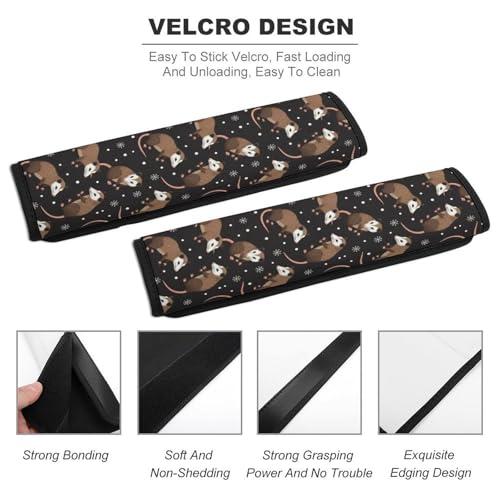 1 Pair Universal Soft and Comfortable Seat Belt Shoulder Pad for Adult Use, Stroller Pushchair High Chair, Possums Opossum Possum Neck Strap Covers, Anti-Slip Pad - color: Pattern 475