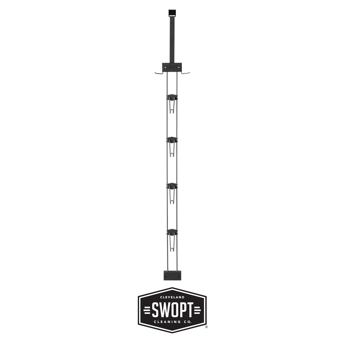 SWOPT Garage Kit — Includes 48” and 60” Wooden Handles, Smooth Surface Push Broom, Multi-Surface Push Broom, Angle Broom, Deck Brush, Floor Squeegee, and Organizer — Covers All Outdoor Cleaning Needs
