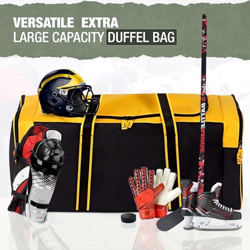 Jetstream Heavy Duty Multi Pocket Durable Sports Gym Equipment Travel Duffel Bag - color: XL 36" Gold, size: 36IN