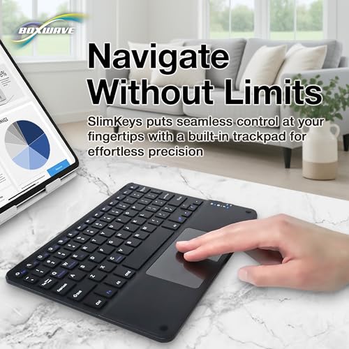 BoxWave Keyboard Compatible with Cisco Webex Desk Pro - SlimKeys Bluetooth Keyboard with Trackpad, Portable Slim TouchPad - Jet Black