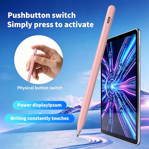 Galaxy Tab A11+ Stylus Pen for Samsung Table A11/A9+/A9 Drawing Stylus for Android Tablets, Precise Writing Pencil,Fast Charging,Auto Sleep,Button on/Off (Pink) - color: pink