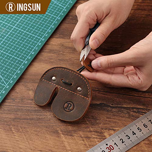 Leather Archery Finger Tabs,Handmade Archery Finger Guard for Shooting Practice Gear, Recurve Bow Fingers Tab - color: Bourbon Brown
