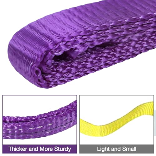 Lift Sling Straps,1" x 2' 2-Ply Heavy Duty Flat Eye Lift Slings 2P | Polyester Lifting Strap Nylon Tree Saver Recovery Strap Web Sling Rigging Moving Tow Hoist Gear Straps 3200lb 2600lb 6400lb - color: Purple, size: 1" x 2' (2 pack)