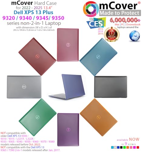 mCover Case ONLY Compatible for 2022-2025 13.4" Dell XPS 13 Plus 9320 9340 9345 9350 Series Traditional Windows Notebook PC (NOT Fitting Other Dell Models) - Clear - color: Clear