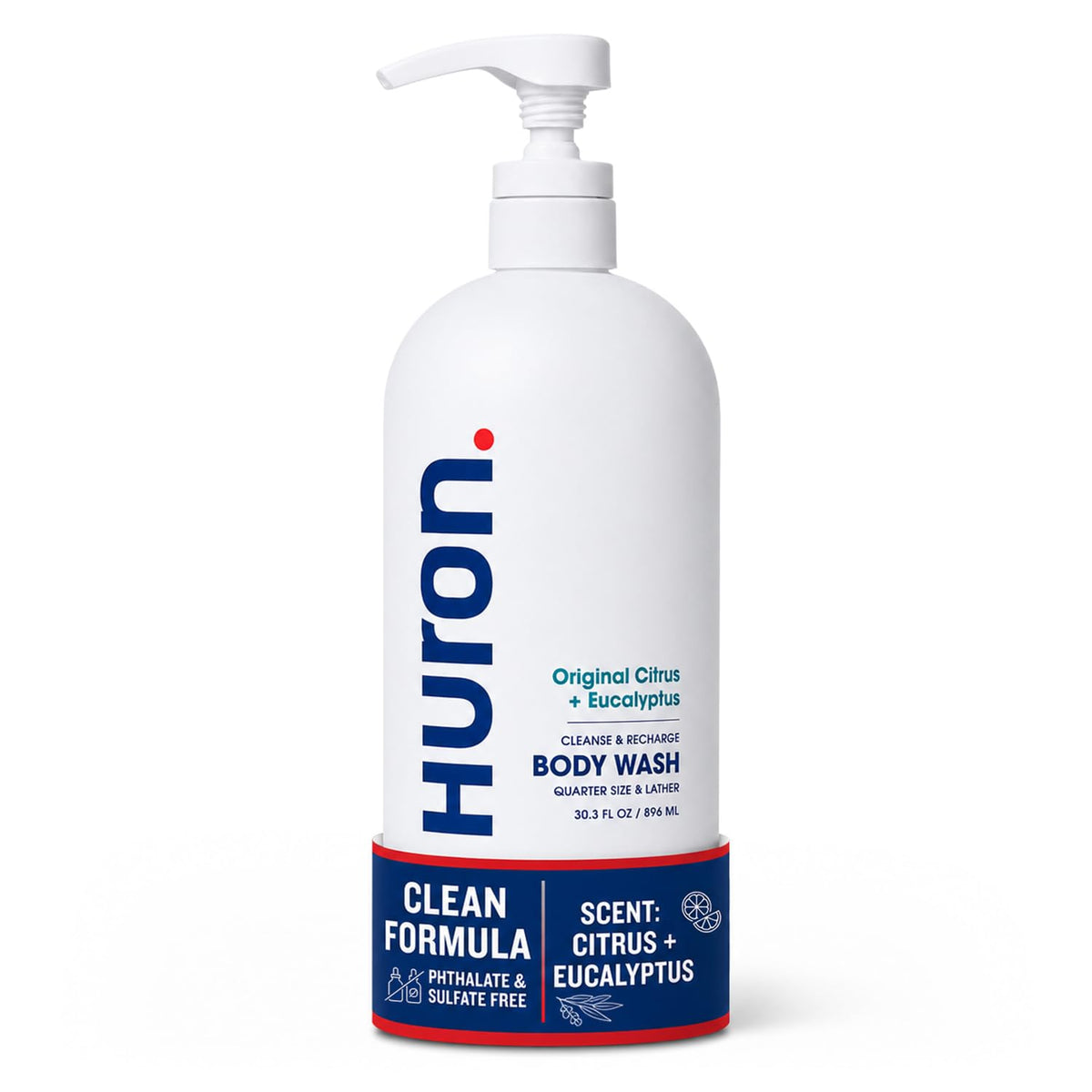 Huron Body Wash: Citrus + Eucalyptus Scent, Non-Toxic & Hydrating; 30.3oz