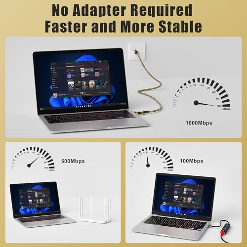 USB to Ethernet Cable 6 FT, USB-A 3.0 to RJ45 Cable, FTP, 1Gbps High-Speed-Shielded LAN Network Cable, Directly Connected, Compatible with Laptop, PC, MacBook, Switch, Windows, macOS, Linux - size: 6FT