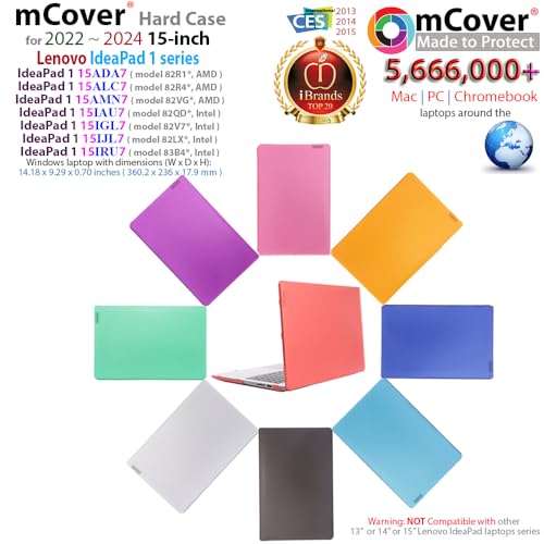 mCover Case Compatible ONLY for 2022-2024 15" Lenovo IdeaPad 1 Series (15ADA7 / 15AMN7 / 15ALC7 / 15IAU7 / 15IGL7 / 15IJL7 / 15IRU7) Windows Laptops (NOT Fitting Any Other Models)- Blue - color: Blue