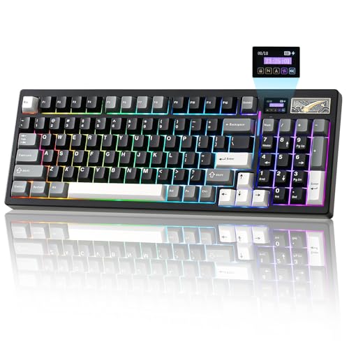 YUNZII IF99 96% Wireless Mechanical Keyboard (Black, Gateron Zero Switch) | QMK/VIA Keyboard with LCD Display,Custom Magnetic Badge,8000mAh Battery,Hot Swap Gasket,RGB,for Gaming/Mac/Win - color: Black, size: Gateron Zero Switch