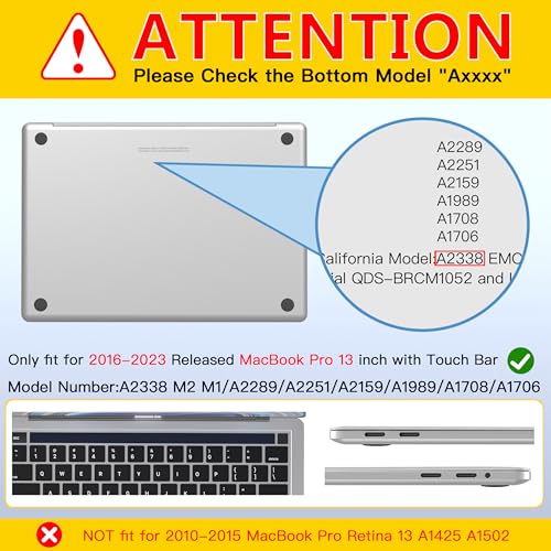 CISSOOK Compatible with MacBook Pro 13 Inch Case Gray 2025-2016 Release | 4in1 Set Plastic Hard Shell Case with Keyboard Cover for Pro 13" A2338 M2 M1 A2251 A2289 A1706, Matte Gray - color: Matte Gray