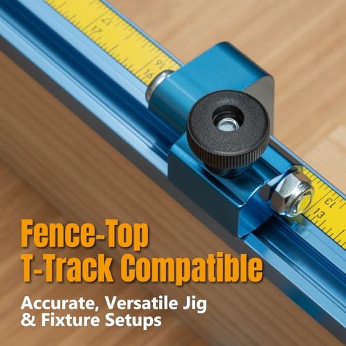 POWERTEC 3" Fence Flip Stop for Table Saw, Miter Saw, and Drill Press, T Track Accessories for Woodworking, 2PK (71367-P2V) - size: 3" Flip Stop, 2PK