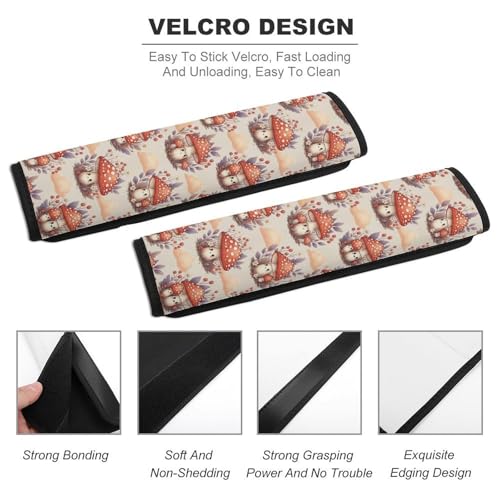 Breathable Seat Belt Shoulder Pad for Adults and Children, Stroller Pushchair High Chair, 2 Pack Cute Cartoon Mushroom Red Neck Strap Covers Easy Install (No Tool) - color: Pattern 364