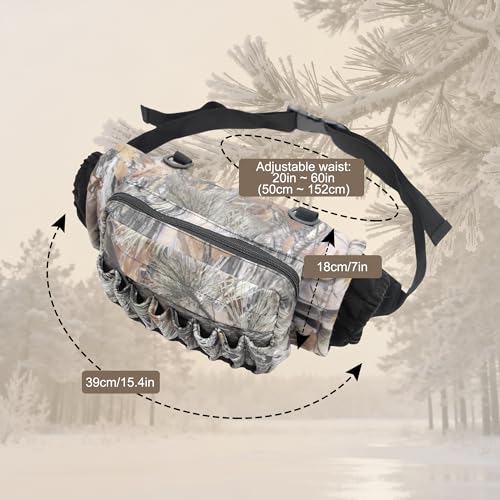 Camo Waist Pack Bag with Handwarmer,Hunting Fanny Pack with Adjustable Belt,Lightweight Hunting Waist Pouch Bag for Winter Outdoor Hiking Climbing Fishing