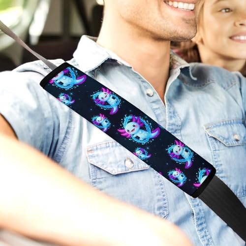 1 Pair Universal Soft and Comfortable Seat Belt Shoulder Pad for Adult Use, Stroller Pushchair High Chair, Purple Axolotl Neck Strap Covers, Anti-Slip Pad - color: Pattern 313
