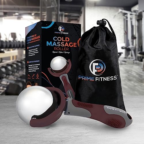 Cold Massage Roller Ball | Cold Therapy | Ice Roller Ball with Handle | cryo Stick | Relieve Muscle Pain (Maroon) - color: Maroon