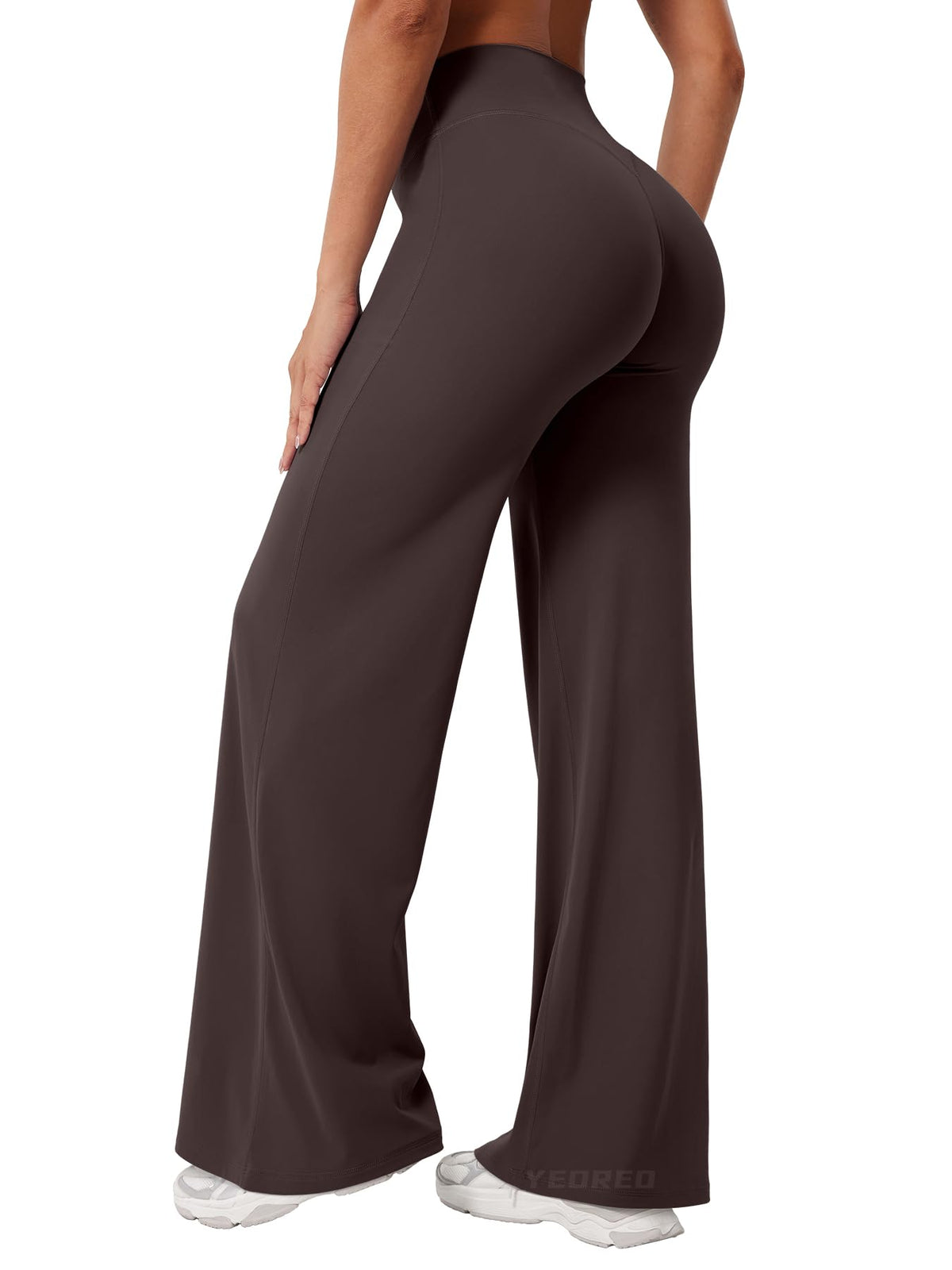 YEOREO Workout Womens Straight Leggings 31.5" Eddiy Yoga Pants Dark Brown S