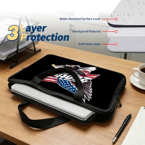 Laptop Bag 15.6 Inch,Resistant Shockproof Laptop Sleeve Case Protective Cover Carrying Case with Handle Compatible for HP Dell Lenovo Acer Asus Notebook Computer,America 250 Eagle Flag - color: America 250 Eagle Flag, size: 15-15.6 in