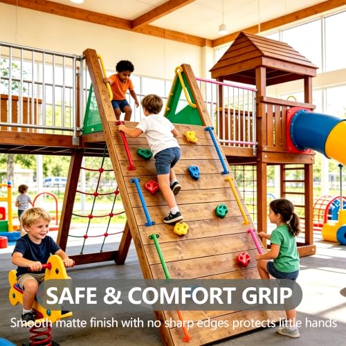 Monkey Bars Indoor Playground Handles 17inch, Heavy Duty Ceiling Grab Bars for Climbing Frames, Wall Ladders, Treehouses and Swing Set Accessories (6-Pack) - color: Yellow