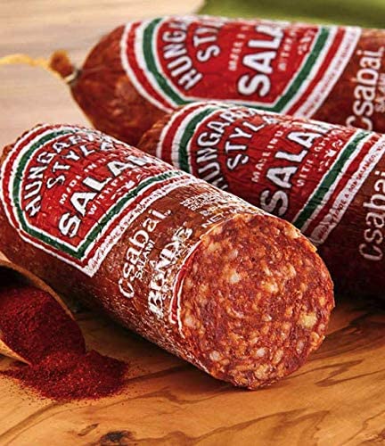 Sibiu, Csabai, Teli Salami, Hungarian and Romanian, Pork and Paprika Brand Dry Aged Sausages, Pack of 3, Gourmet Gift