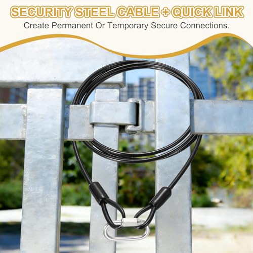 PATIKIL Security Cable Lock (3/16" Dia 9.8ft, Clear) Vinyl Coated 304 Stainless Steel Double Loop Flexible Wire Rope Safety Cable with Quick Links Locking Connectors - color: Clear, size: 3/16" x 9.8ft