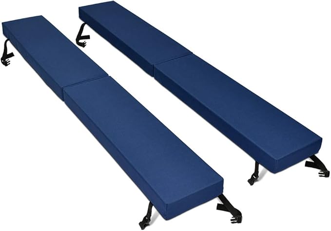 North American Mattress 6' Outdoor Picnic Bench Seat Cushion - 2 Piece Set; 72" (6ft) x 10" x 3"; Navy Blue - Folding & Easy to Carry