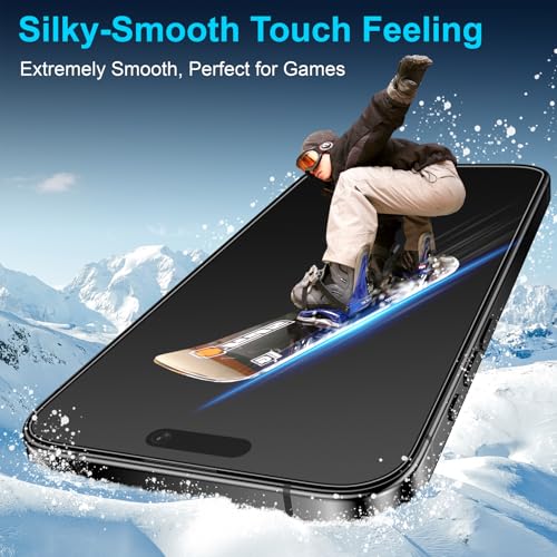 Mothca 2 Pack Matte Glass Screen Protector for iPhone 15 Pro 6.1-inch [Auto Fit Box Dust-Free] Edge to Edge Full Coverage Anti-Glare & Anti-Fingerprint Tempered Glass, Bubble Free, Smooth as Silk - size: iPhone 15 Pro-6.1 Inch