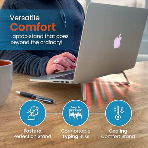 Portable Laptop Stand - Adjustable Foldable Riser, 10-16" (Black) - color: Black