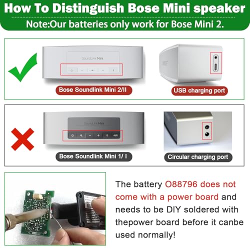 Fancy Buying 2297mAh 088796 088789 088772 080841 Replacement Battery for Bose Soundlink Mini 2/Soundlink Mini II Series - Hands-on Welding Required - size: 4.45*1.5*1.61inch 088796