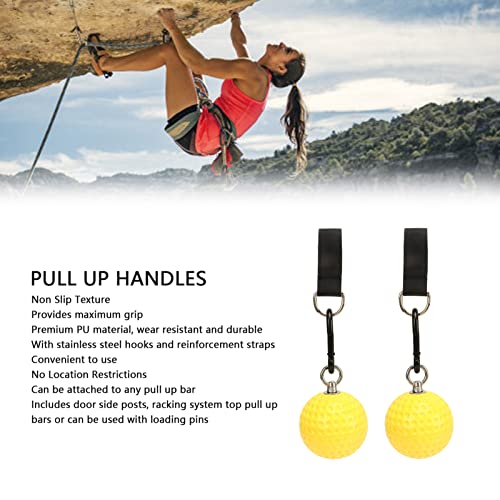 Pull Up Ball Grip with Strap, Wireless Climbing Ball Handles for Strength Training, Non - Slip PU Grip Balls with Stainless Steel Hooks for Pull Up Bar, Indoor Outdoor Fitness Equi