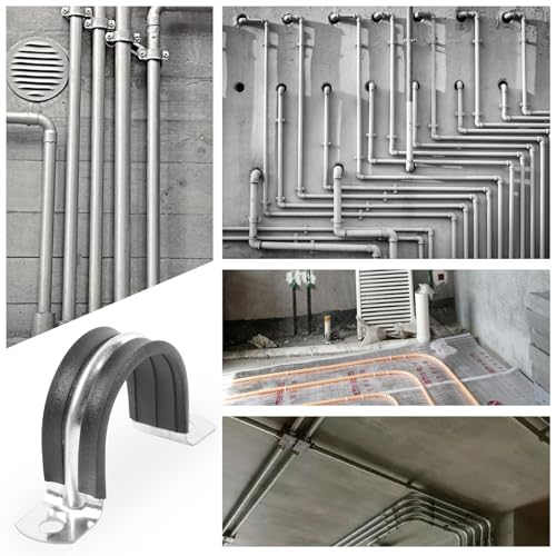 2 Inch Reinforced Rigid Pipe Strap, 2 Holes U Bracket Cable Clamp Hanger, Rubber Cushioned Insulated Clamp, Conduits Strap Clamps for Pipe Fixing on Various Surfaces, 10 PCS(50 mm) - size: 2 inch (10 pcs)