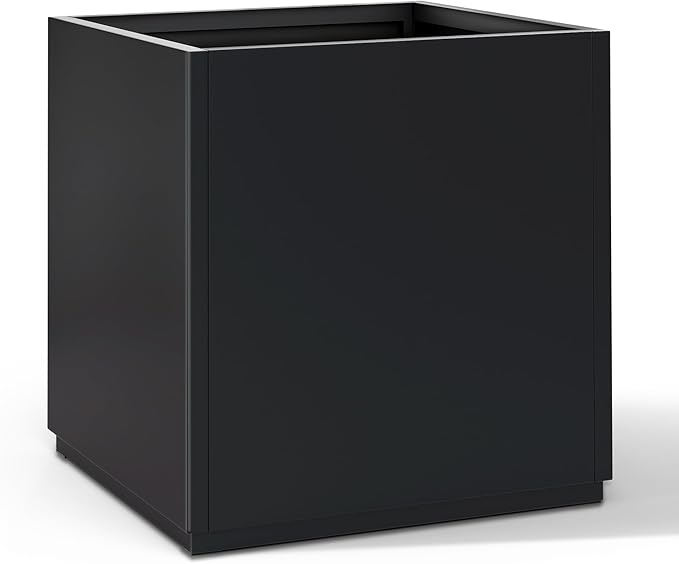 FENCY Large Square Planter 17" L x 17" W x 18" H, Planters for Outdoor Plants, Large Outdoor Planters for Porch Patio, Black Square Planter with Drainage Hole, All-Weather Use Cube Planter