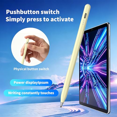 Galaxy Tab A11+ Stylus Pen for Samsung Table A11/A9+/A9 Drawing Stylus for Android Tablets, Precise Writing Pencil,Fast Charging,Auto Sleep,Button on/Off (Yellow) - color: yellow