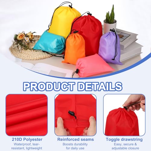 Drawstring Bag with Toggle, Stuff Sack String Waterproof Travel Storage Bags Cinch Stuff Pouch -Fitting for Yoga - color: Sapphire Blue/Orange/Black