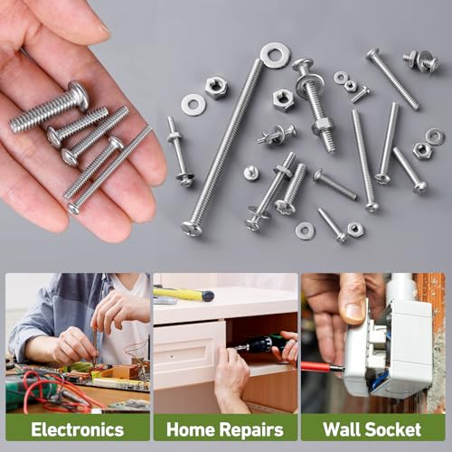 #10-24 x 1/2" Pan Head Machine Screws Nut Bolt Washer Assortment Kit,(60 Sets) 304 Stainless Steel 18-8 Phillips Drive Full Thread Assorted - size: #10-24 x 1/2"