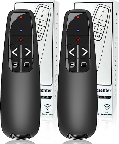 (2 Units) Presentation Clicker for PowerPoint, Wireless Presenter Remote | Ergonomic PowerPoint Remote Clicker with Red Laser Pointer for Computer Laptop/Windows/Mac/PPT/Google Slides Advancer - style: 2 Units