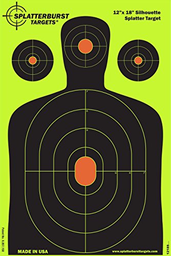 12 x18 inch - Silhouette Splatter Target - Easily See Your Shots Burst Bright Fluorescent Yellow Upon Impact - Made in USA - size: 50 pack