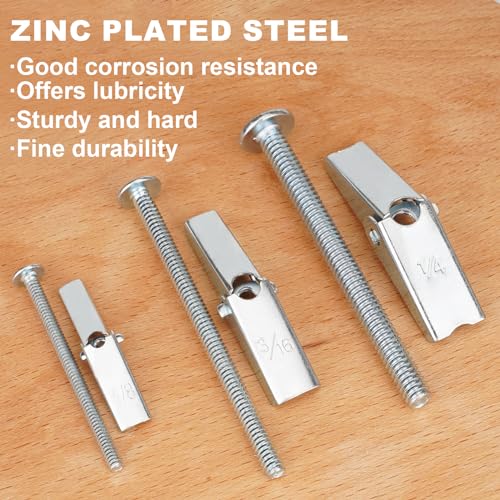 50 Pcs 1/8 Inch Heavy Duty Metal Drywall Anchors Kit | Toggle Bolts and Wing Nuts Set for Hanging Lamps Heavy Items, Butterfly Anchors for Ceiling, Sheetrock, Hollow Wall - size: 1/8"-100pcs(50sets)