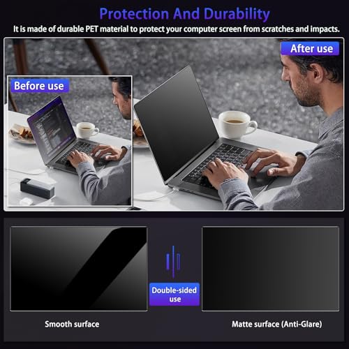 14" Privacy Screen Computer for 16:9 Aspect Ratio, 2-Sided Removable Anti-Peeping/Anti-Glare, Blue Light Block, UV Protect, Reduce Strain, Anti-Scratch, Fits 14-inch 16:9 Protector Film - size: 14inch 16:9