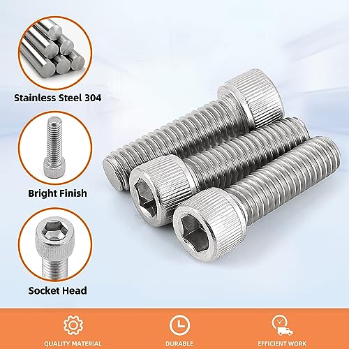 #6-32 x 3/4" Socket Head Cap Screws Bolts, Stainless Steel 18-8 (304), Bright Finish, Allen Socket Drive, 100 PCS - size: 6-32 x 3/4"