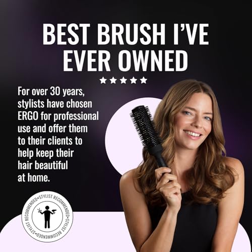 ERGO Ceramic Ionic Round Brush for Blow Out - Salon Quality Hair Brushes for Women - Roller Brush for Blow Drying, Wet and Dry Hair Styling, Volumizing Hair Care - ER25: 1" - size: Small - 1 Inch