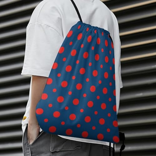 Travel Drawstring Backpack Theft Proof Cinch Sack Water Resistant Sackpack for Camping Hiking Outdoor Sports, Phish Red Donut Circles On Blue Bags - color: Picture (32)
