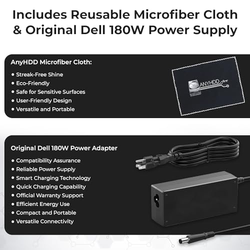 Dell WD19TB Thunderbolt Docking Station with 180W AC Power Adapter (130W Power Delivery) + HDMI Cable + DisplayPort Cable + Thunderbolt Cable + Microfiber Cloth Included - style: WD19TB New