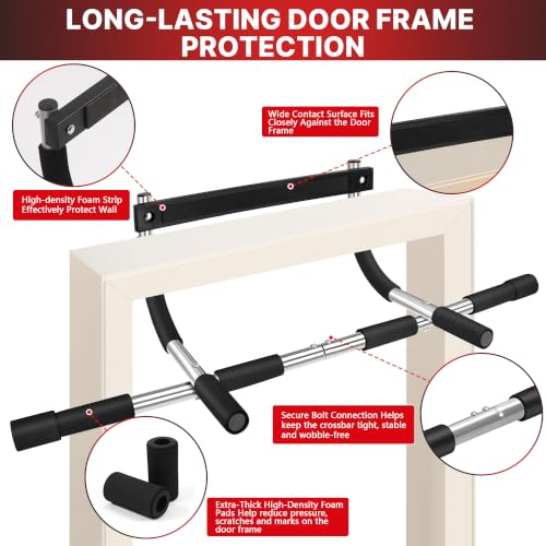 TOPOKO Pull Up Bar for Doorway, Heavy Duty Chin Up Station for Home Gym, Multi-Grip or Adjustable Door Frame Exercise Equipment for Upper Body Strength Training