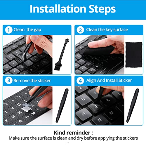 Glow in The Dark English Keyboard Sticker and Replacement English Keyboard Sticker Lette with White Letter/Black Background Universal for Laptop Desktop Computer