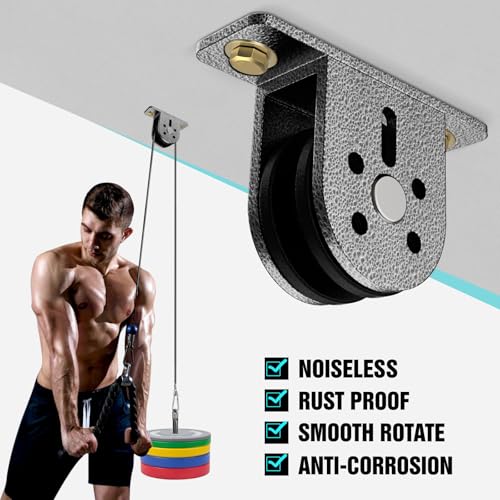 Cable Rope Bearing Pulley Wheel, Wall-Mounted Fixed Pulley Weight System for Home Gym, Weightlifting, DIY Fitness Equipment, Ceiling Mount Accessories - color: Grey-2pcs