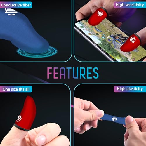 Gaming Finger Sleeves Cots Gloves Covers Protectors Thumb Hand Guard Sleeve for PUBG Mobile Phone Gamer Grip Pro - color: Blaze Fusion