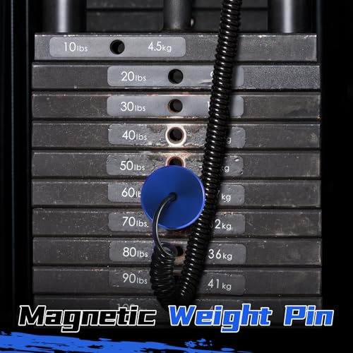 Lasnten Weight Stack Pin Magnetic Universal Gym Weight Pin 0.4 inch Drop Set with Pull Rope for Plate Apertures Above 10.5 mm Heavy Duty - color: Blue