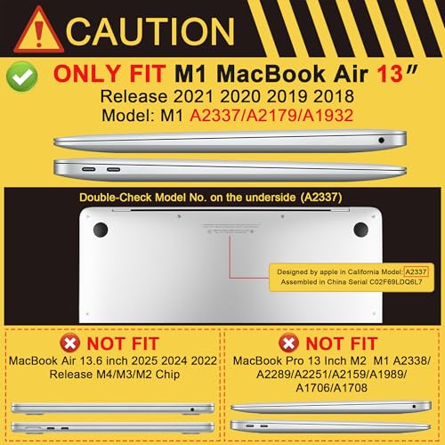 Batianda 4-in-1 Ultimate Case for MacBook Air 13 Inch 2018-2020, Purple | Fits M1/Intel Models A2337/A2179/A1932, Lightweight Slim Design, Carbon Fiber Side Texture, Matte Translucent Hard Shell - color: Purple