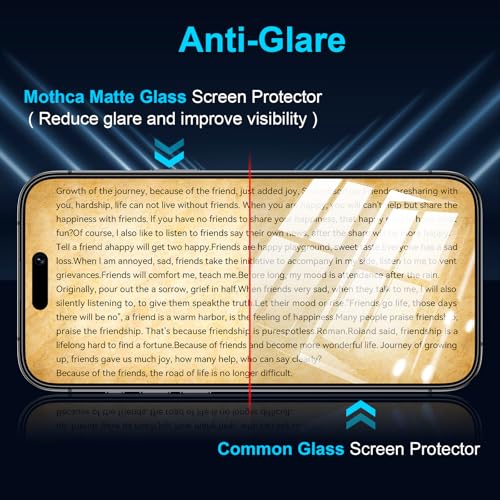 Mothca 2 Pack Matte Glass Screen Protector for iPhone 17 Pro/iPhone 16 Pro/iPhone 17 6.3-inch [Auto Fit Box Dust-Free] Full Coverage Anti-Glare & Anti-Fingerprint Tempered Glass, Smooth as Silk - size: iPhone 17 Pro/16 Pro/17 6.3-inch