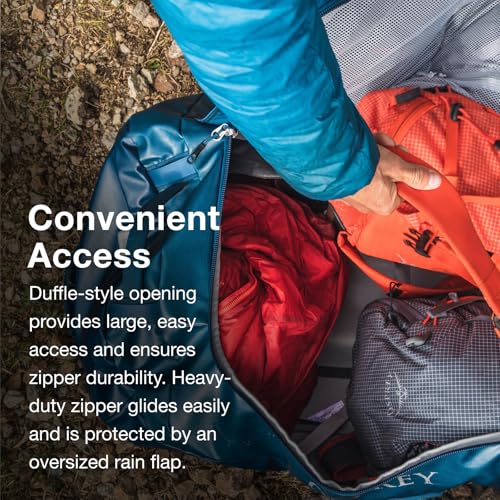 Osprey Transporter Lightweight Travel Duffel Bag - Extra Large Water Resistant Durable Gear Bag for Men and Women - color: Glow Dew-torrent Blue, style: 40l